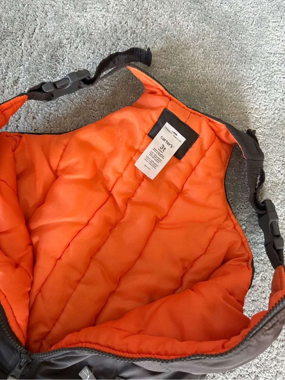 Carters Boys Snow Bib Pants - Dark Brown with Orange Trim